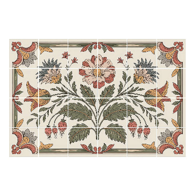 Autocolante pentru gresie Ornament floral cu frunze