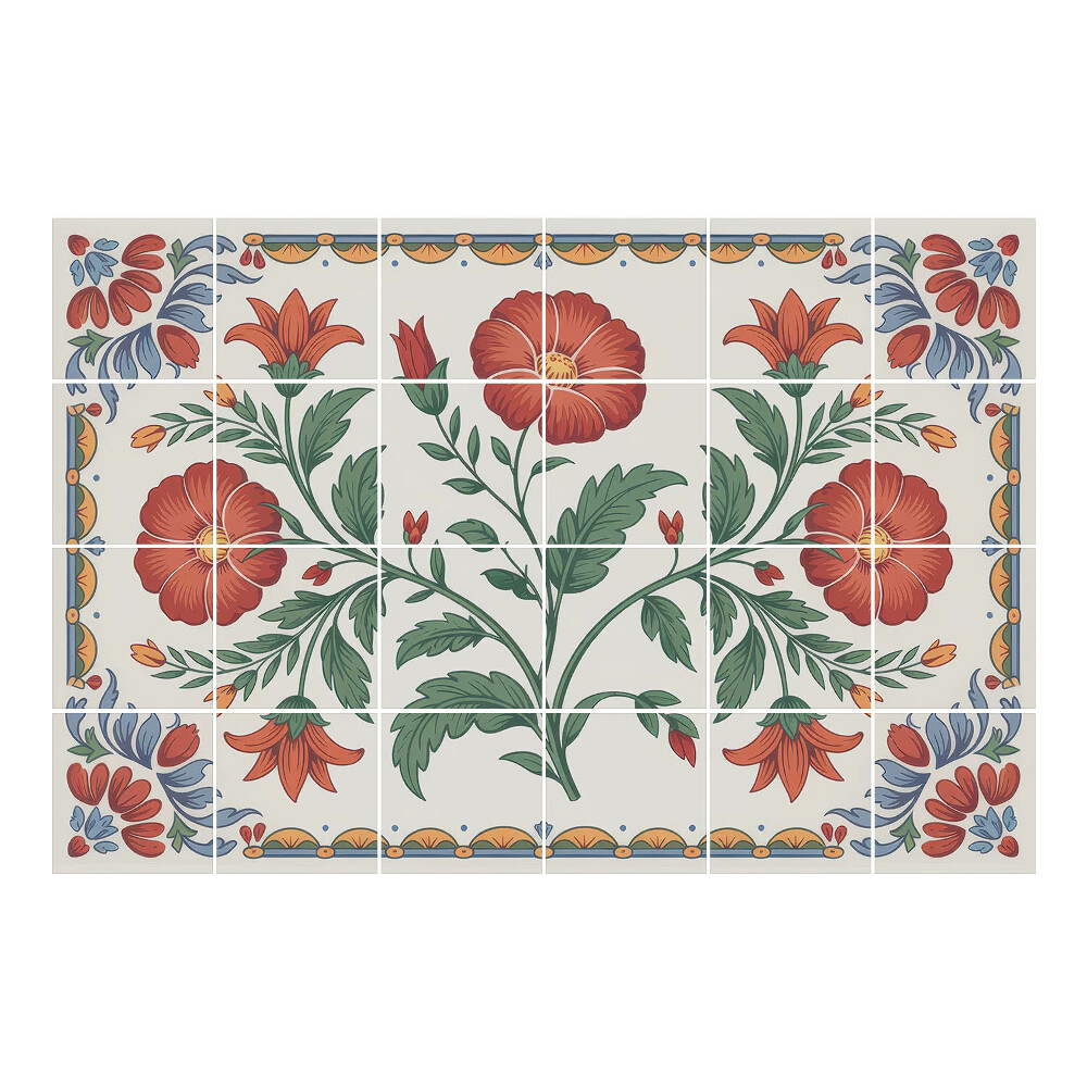 Autocolante gresie si faianta Motiv floral cu frunze