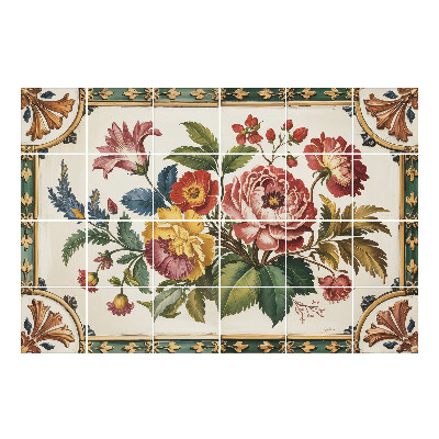 Autocolante pentru gresie Buchet de flori cu frunze