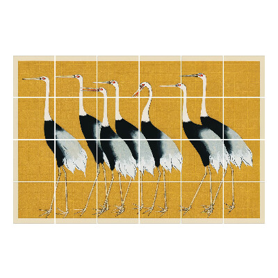 Autocolante pentru gresie Stol de cocori, stil japonez