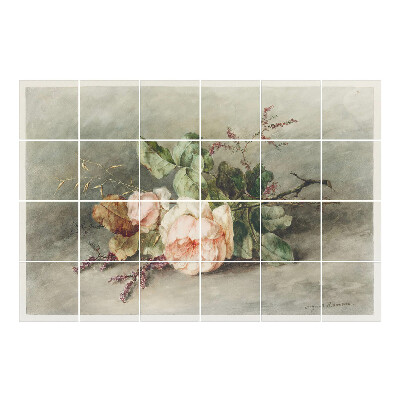 Autocolante pentru gresie Buchet de flori cu frunze