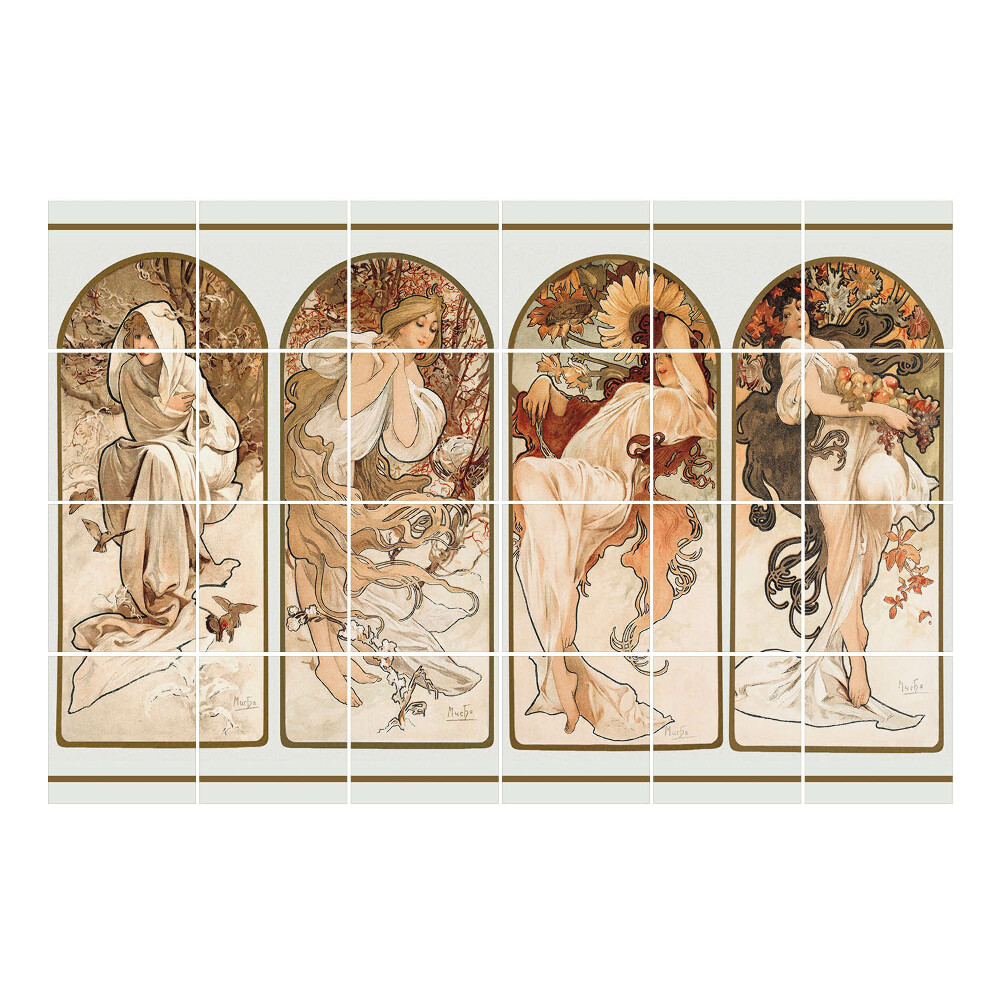 Autocolante pentru gresie Cele patru anotimpuri de Alfons Mucha