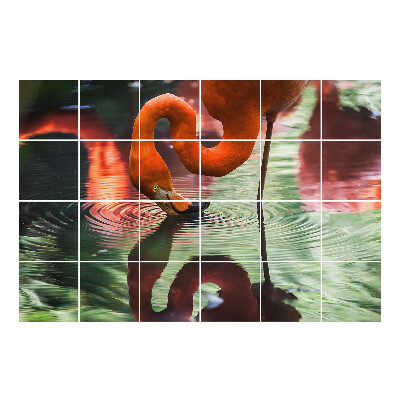 Autocolante pentru gresie Flamingo în apă