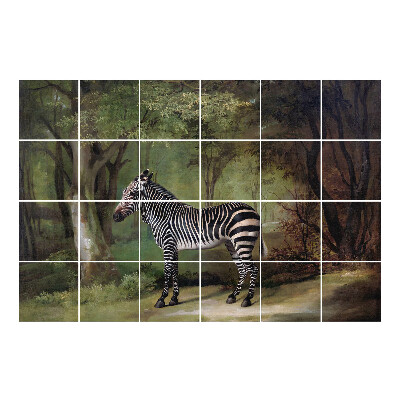 Autocolante gresie si faianta Zebră într-un peisaj forestier