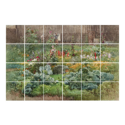 Autocolante pentru gresie O grădină plină de flori