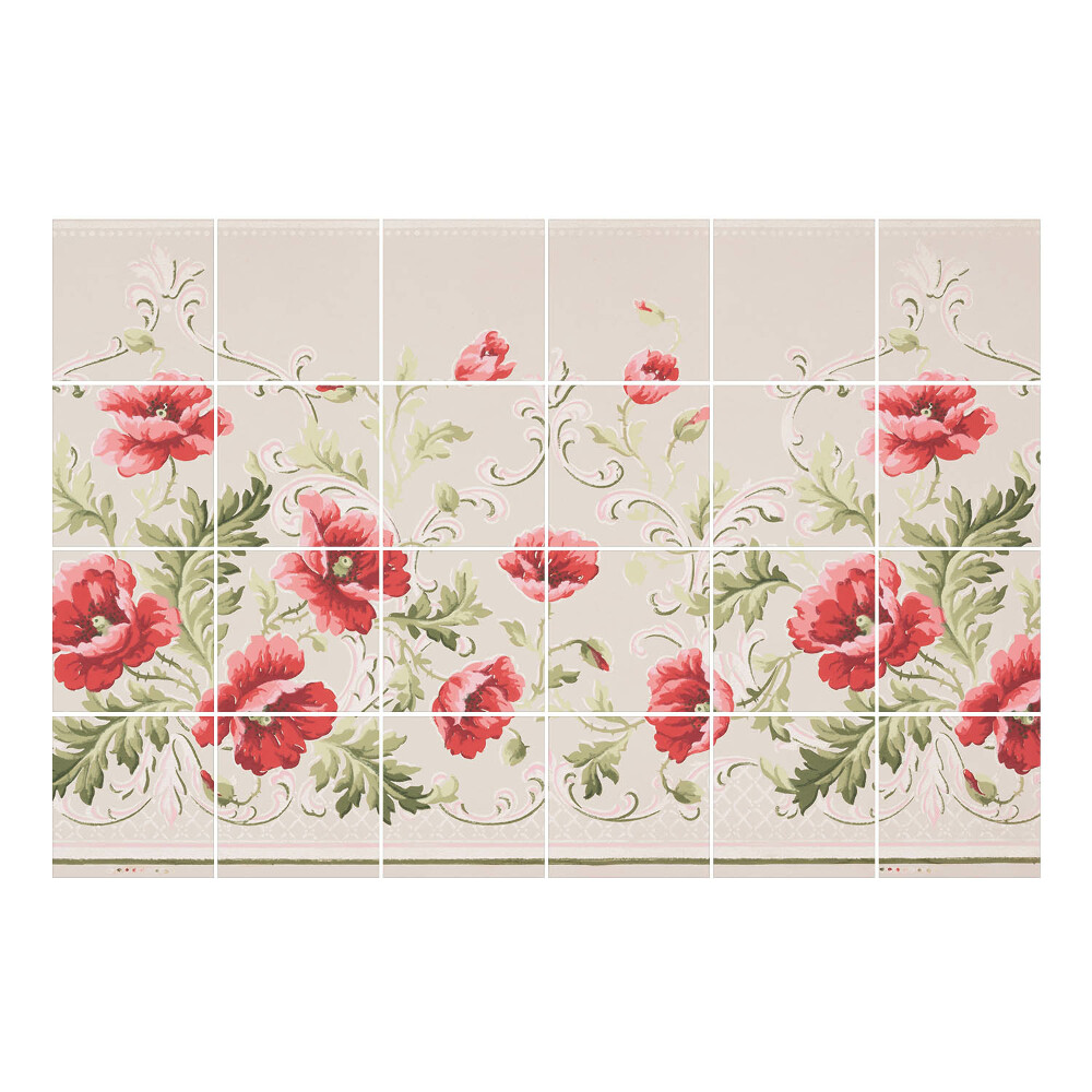 Autocolante gresie si faianta Motiv floral cu maci