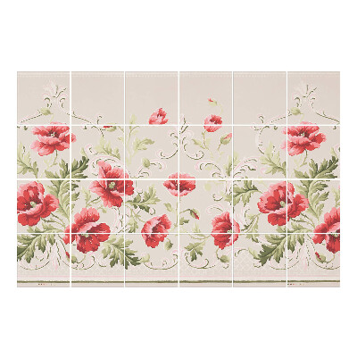 Autocolante gresie si faianta Motiv floral cu maci