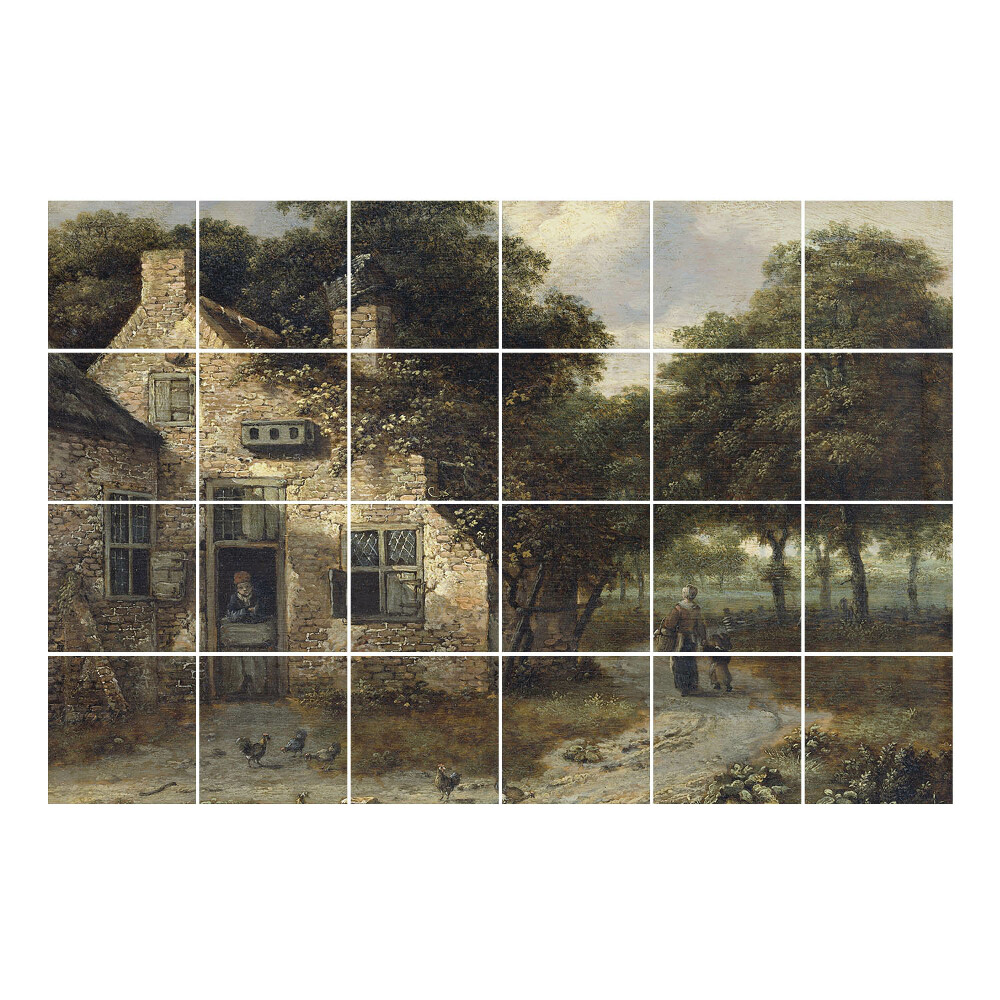 Autocolante gresie si faianta Peisaj rural cu o cabană