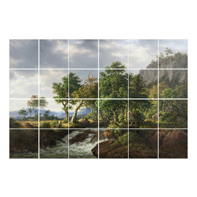 Autocolante pentru gresie Un peisaj pitoresc cu un râu