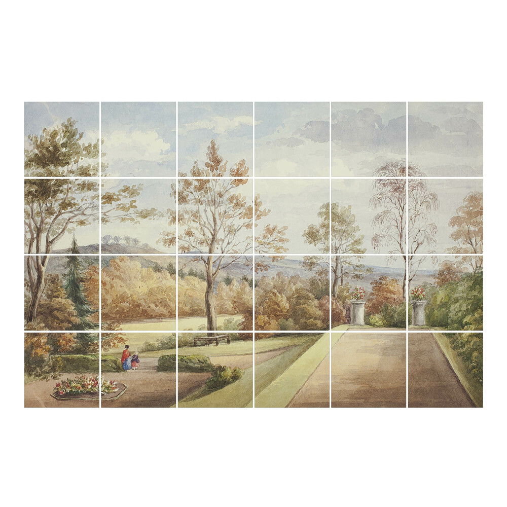 Autocolante gresie si faianta Un peisaj liniștit cu un parc