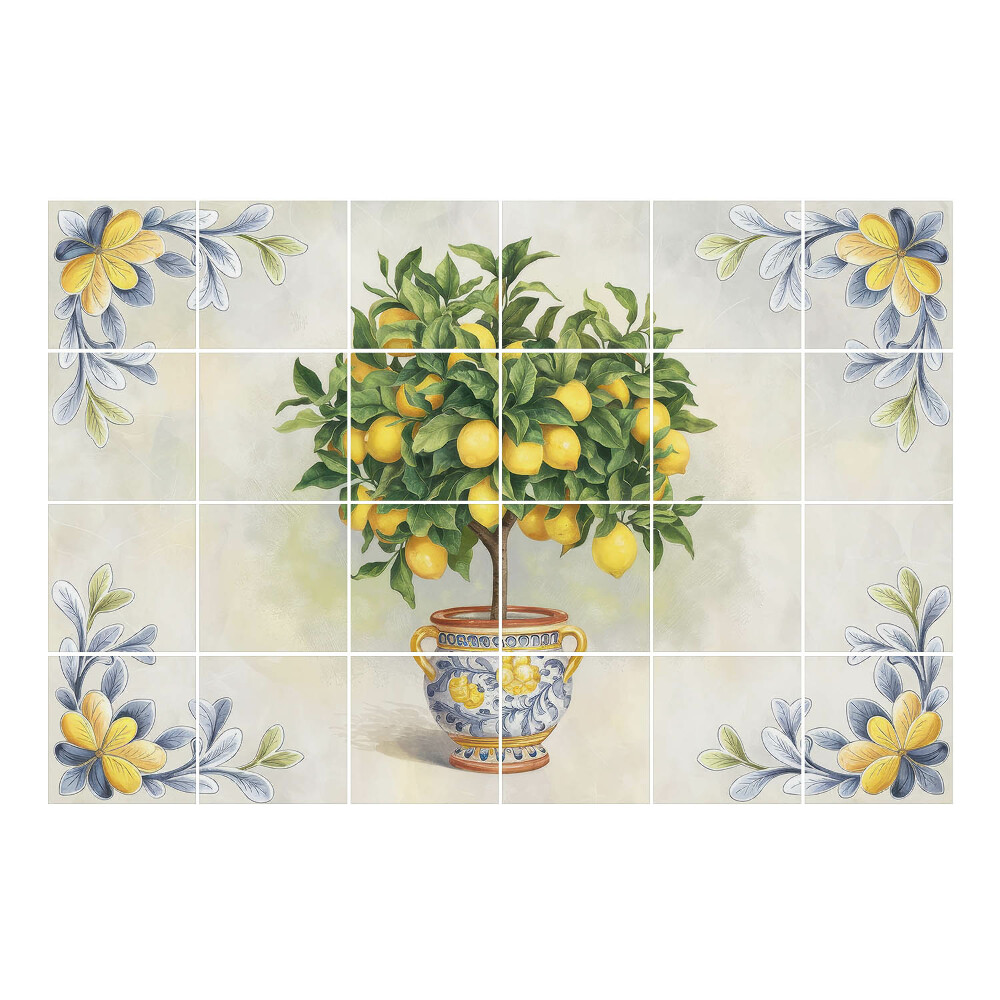 Autocolante pentru gresie Lămâiul într-un ghiveci