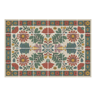 Autocolante pentru gresie Ornament floral cu frunze