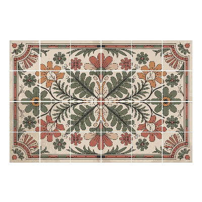 Autocolante gresie si faianta Ornament floral cu frunze