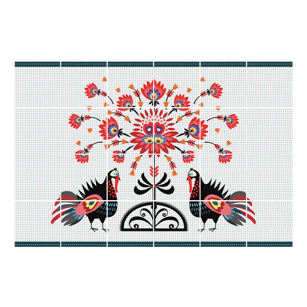 Autocolante gresie si faianta Motiv floral cu păsări