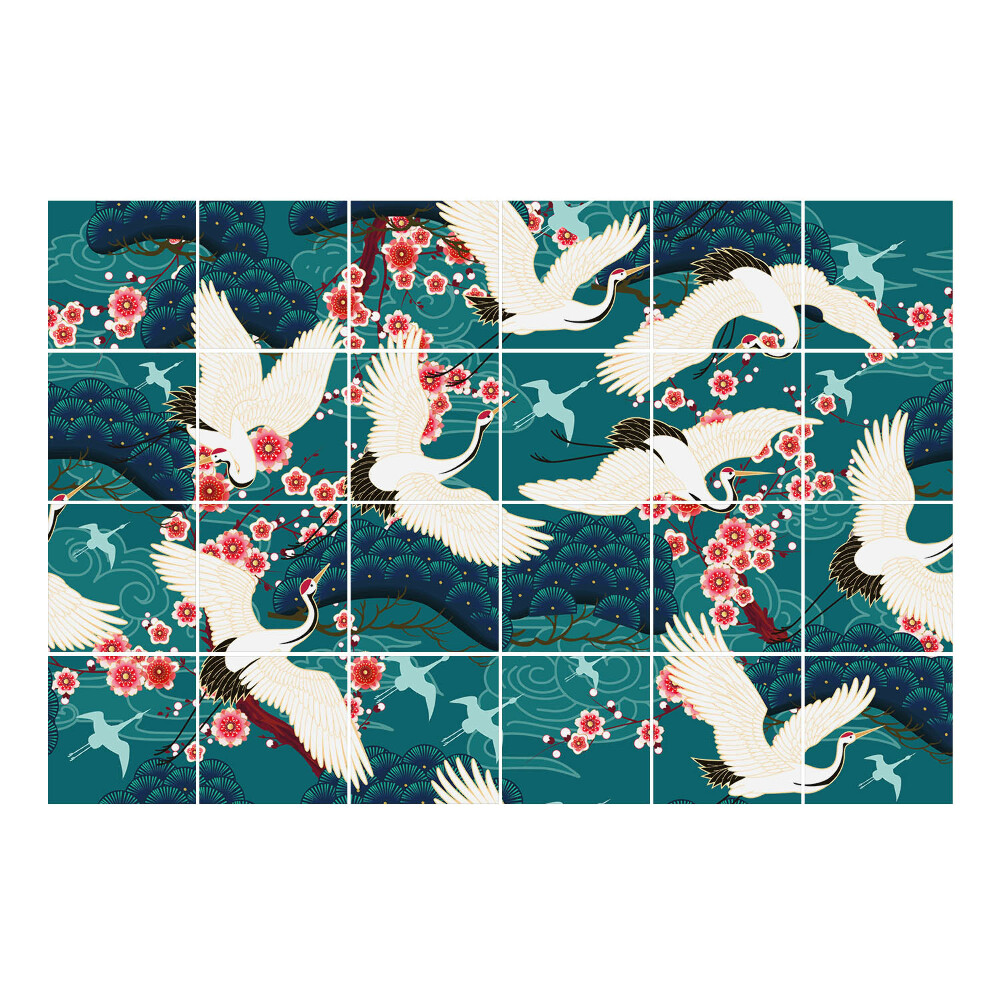 Autocolante gresie si faianta Cocorii printre flori