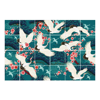 Autocolante gresie si faianta Cocorii printre flori