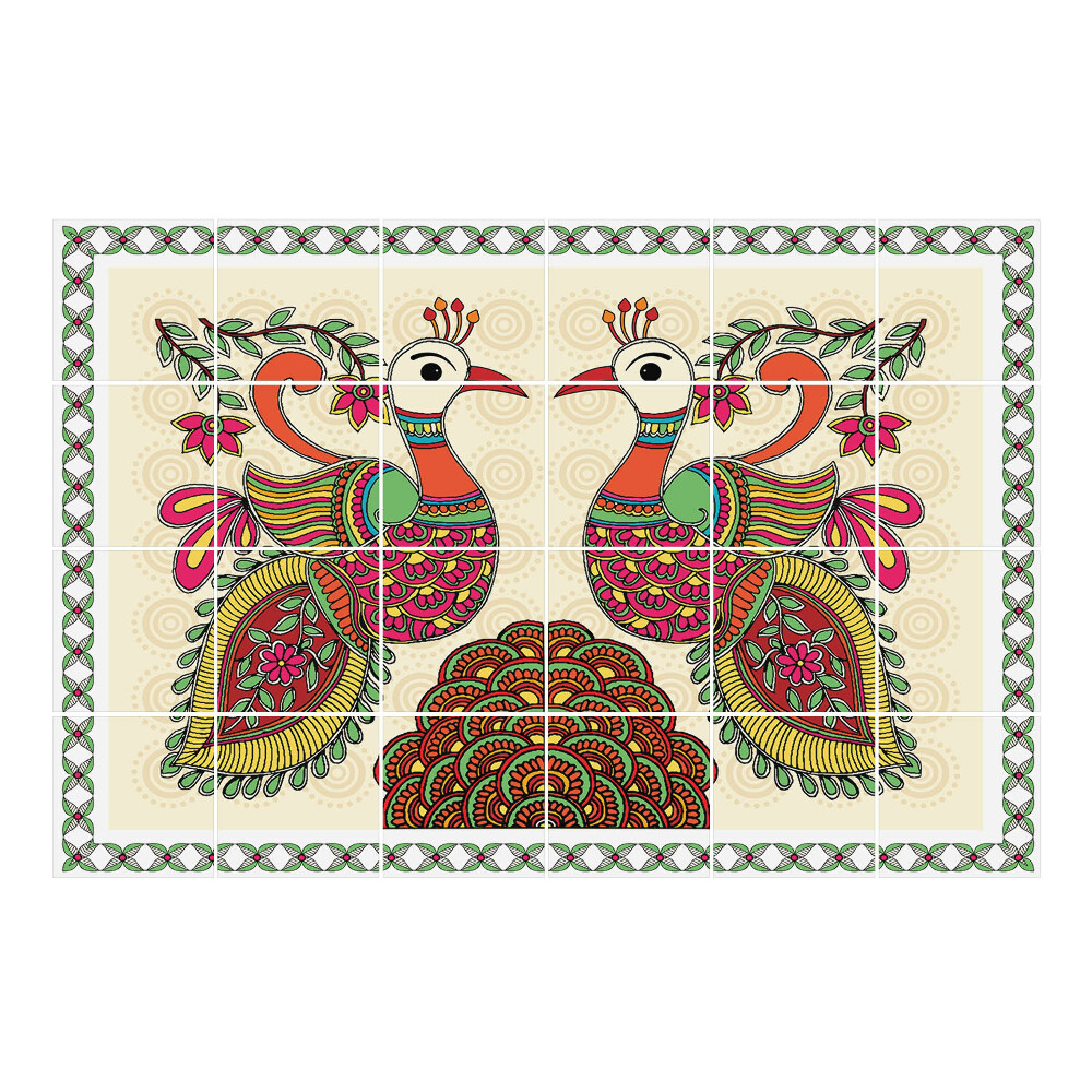 Autocolante gresie si faianta Doi păuni într-o pereche