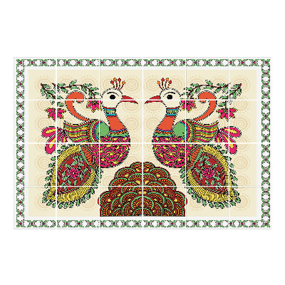 Autocolante gresie si faianta Doi păuni într-o pereche