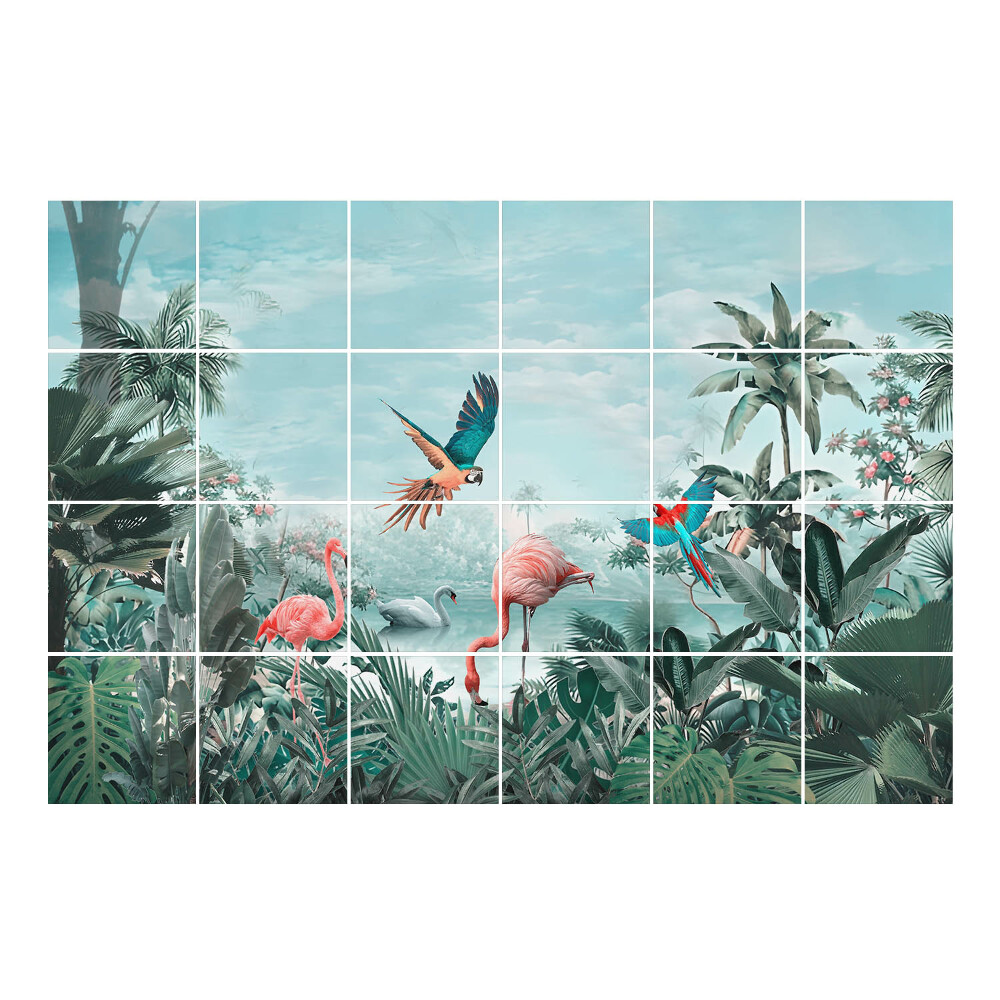 Autocolante pentru gresie Paradis tropical cu păsări