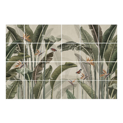 Autocolante gresie si faianta Vegetație tropicală cu fluturi