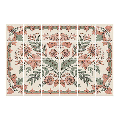 Autocolante pentru gresie Ornament floral cu frunze