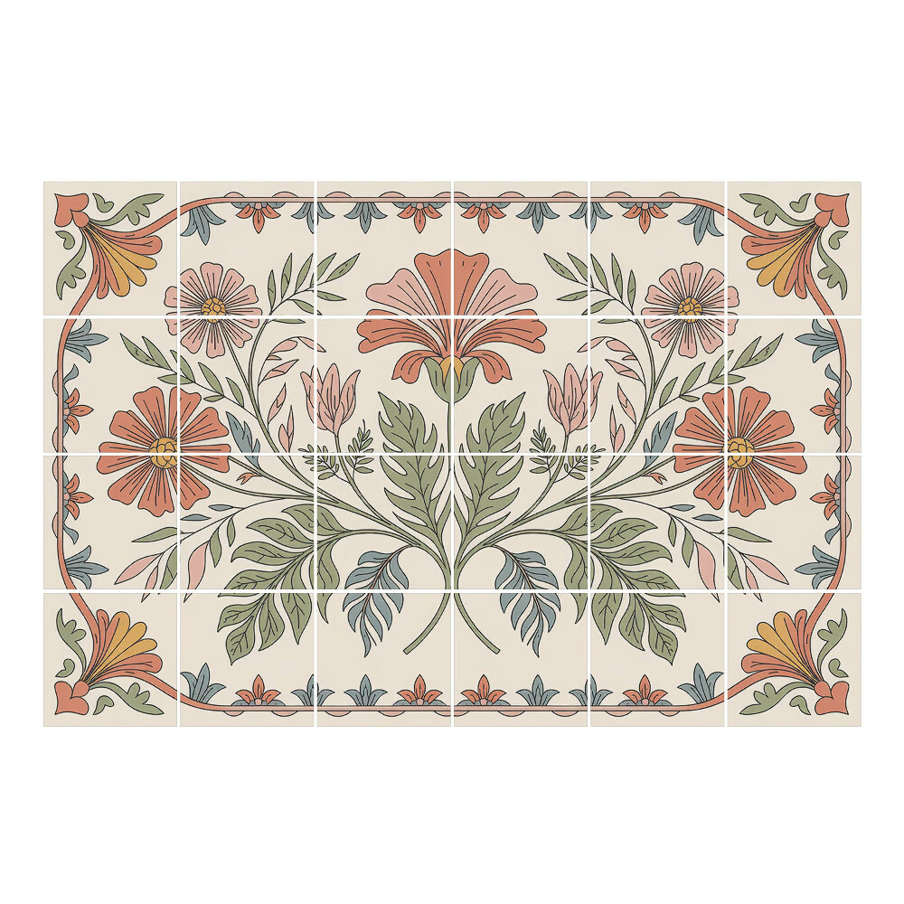 Autocolante pentru gresie Motiv floral cu frunze