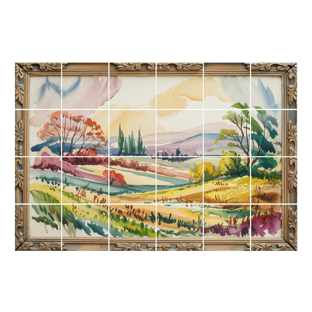 Autocolante pentru gresie Peisaj în acuarelă