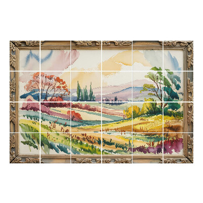 Autocolante pentru gresie Peisaj în acuarelă