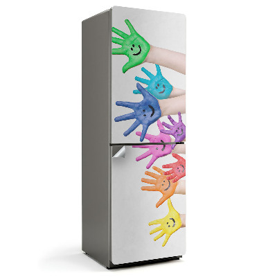 Autocolant pentru frigider Amprente de mâini fericite