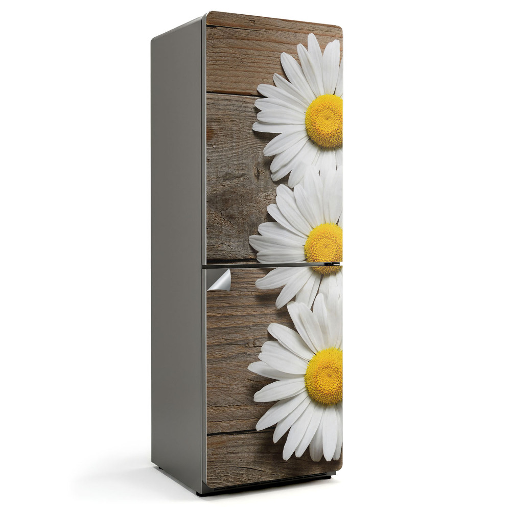 Autocolant pentru frigider Flori pe un fundal de lemn