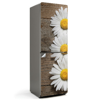 Autocolant pentru frigider Flori pe un fundal de lemn