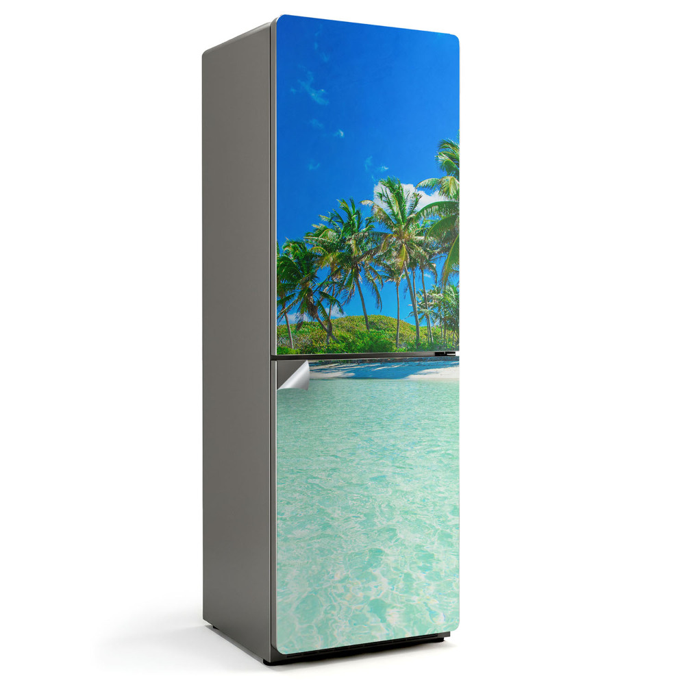 Folie pentru frigider Plajă tropicală cu palmieri
