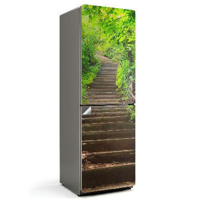 Folie pentru frigider Scări într-un cadru verde