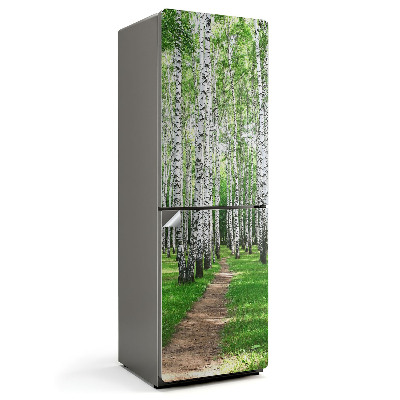 Autocolant pentru frigider O alee de copaci în pădure