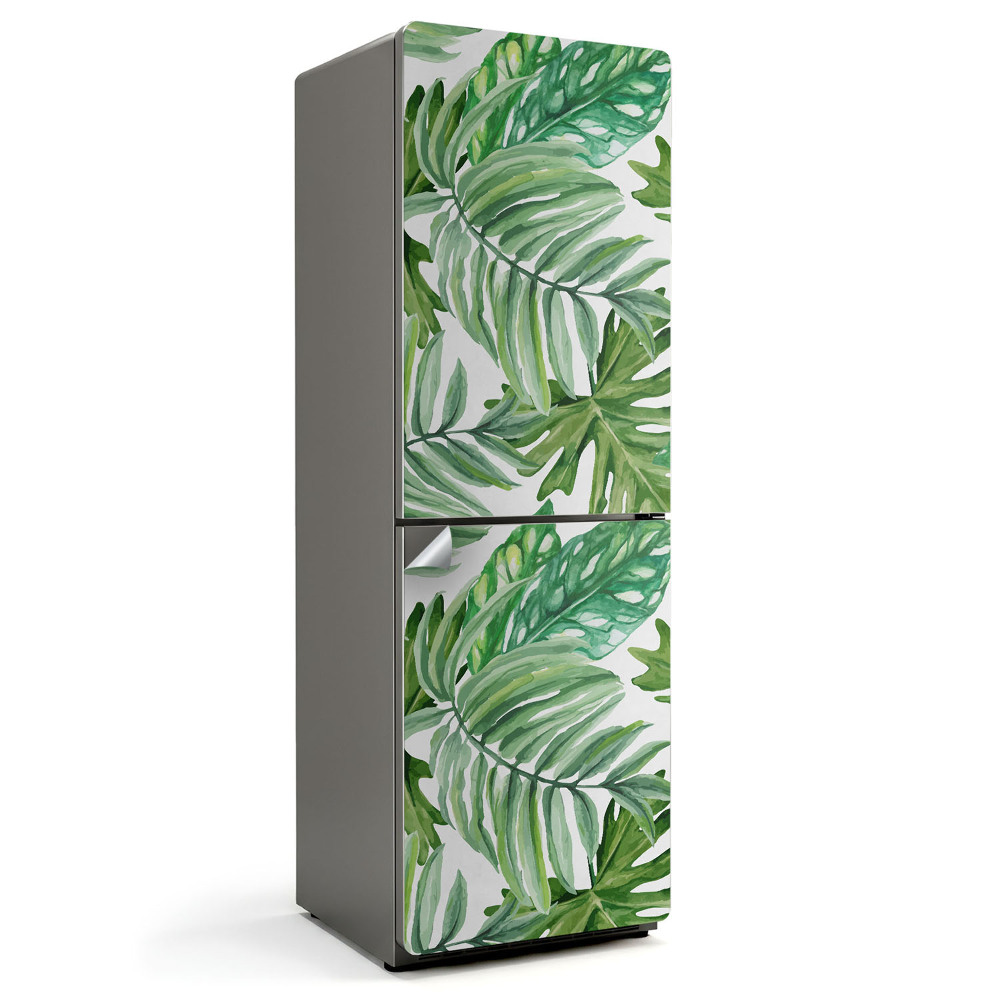 Autocolant pentru frigider Model de frunze tropicale