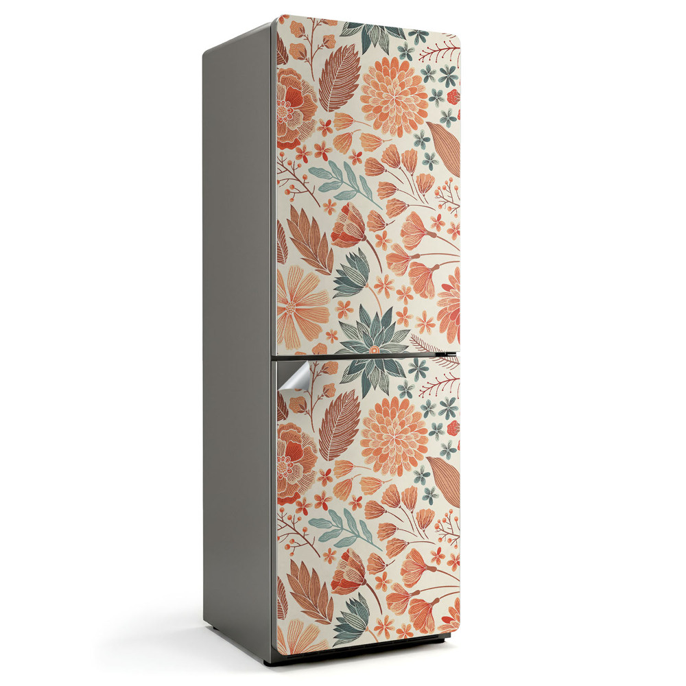 Autocolant pentru frigider Model floral cu frunze