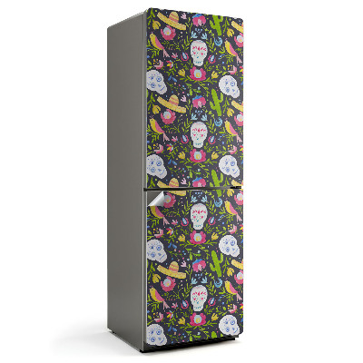 Autocolant pentru frigider Model cu cranii și plante