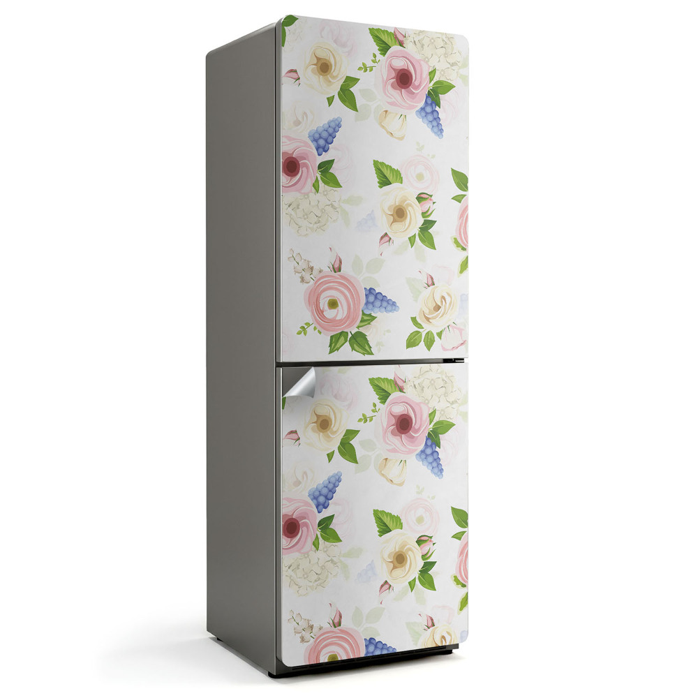 Folie pentru frigider Model floral în pasteluri