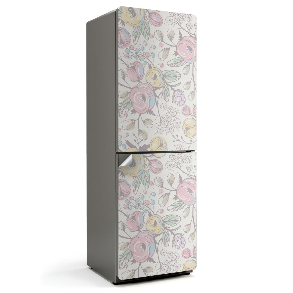 Folie frigider Model floral în pasteluri