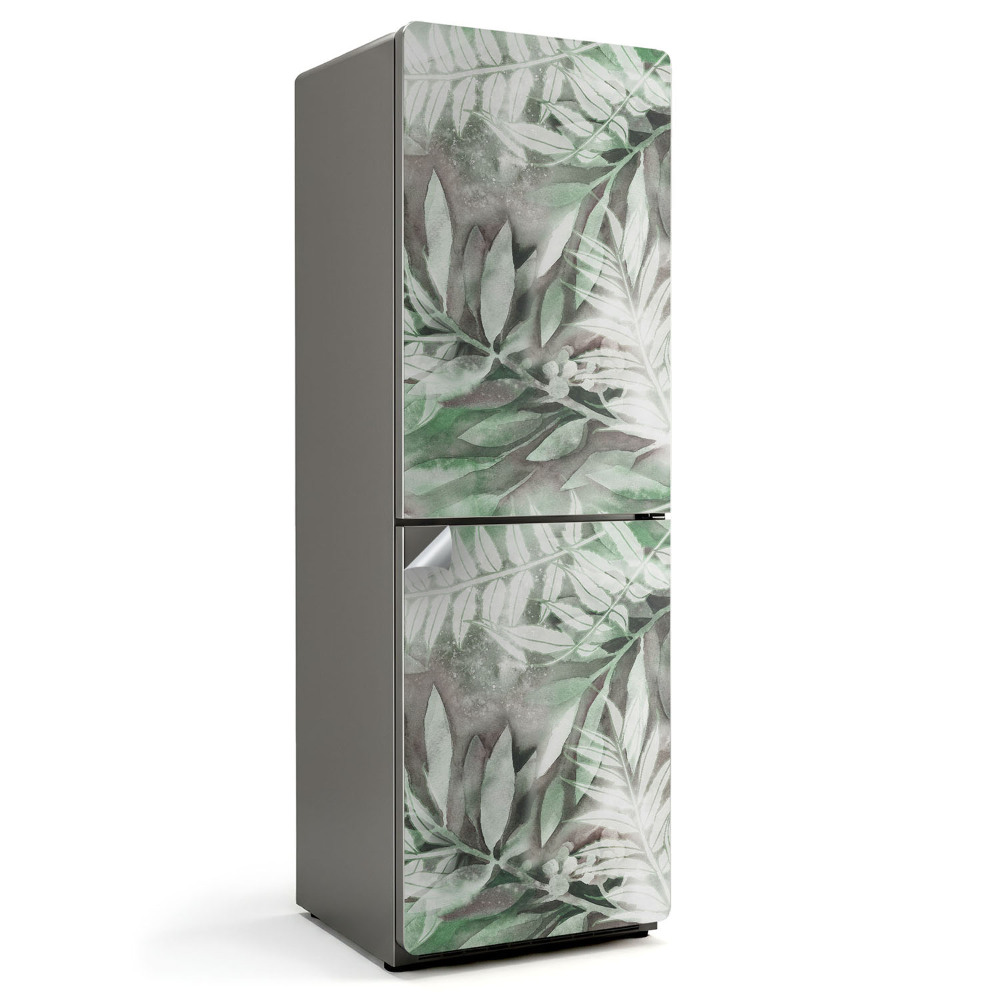 Autocolant pentru frigider Model de acuarelă cu frunze