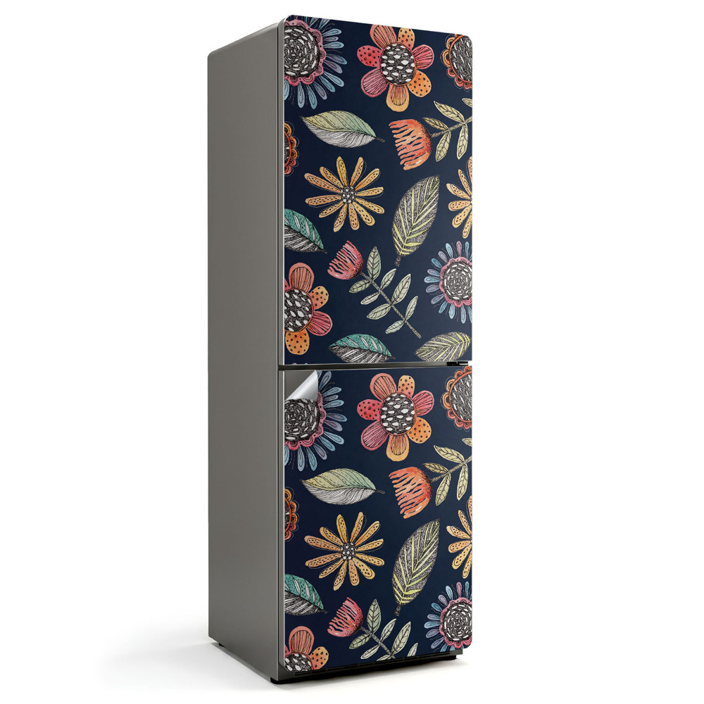 Folie pentru frigider Model floral cu frunze