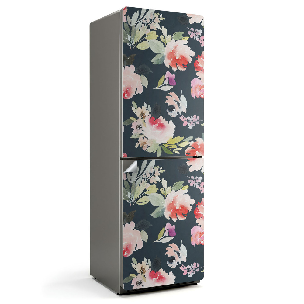 Autocolant pentru frigider Model floral în stil acuarelă