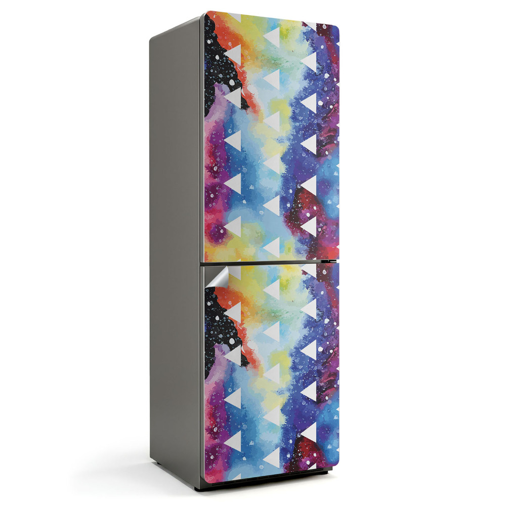 Autocolant pentru frigider Triunghiuri pe un fundal de acuarelă
