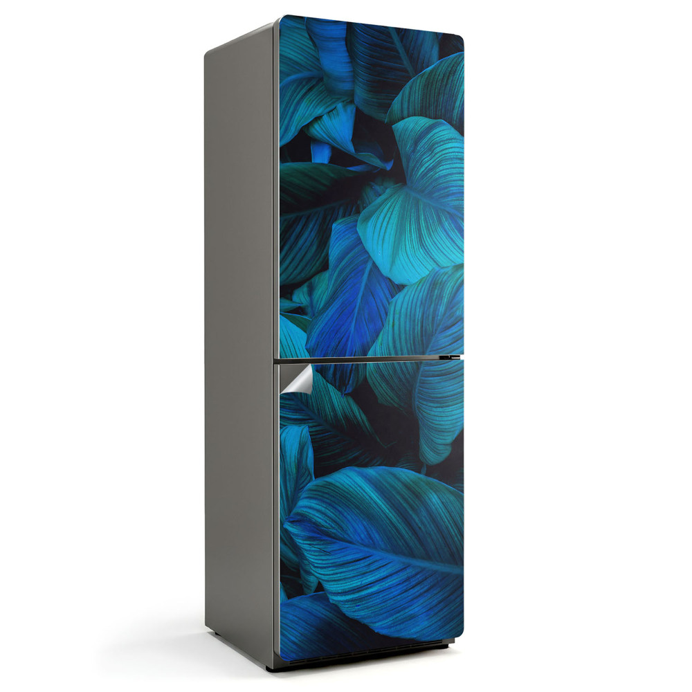 Autocolant pentru frigider Frunze în nuanțe de albastru