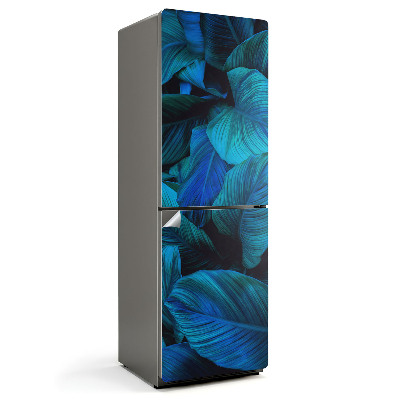 Autocolant pentru frigider Frunze în nuanțe de albastru