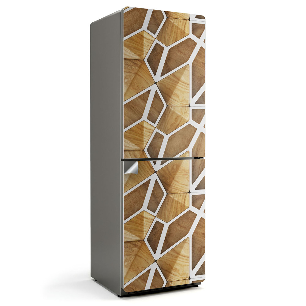 Folie pentru frigider Model geometric din lemn