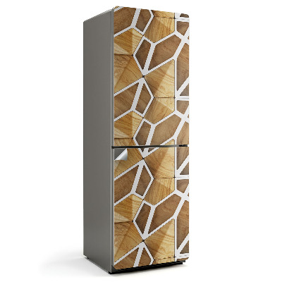 Folie pentru frigider Model geometric din lemn