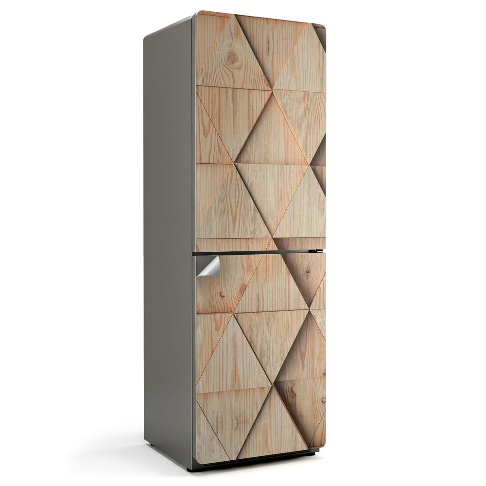 Autocolant pentru frigider Geometria modelelor din lemn