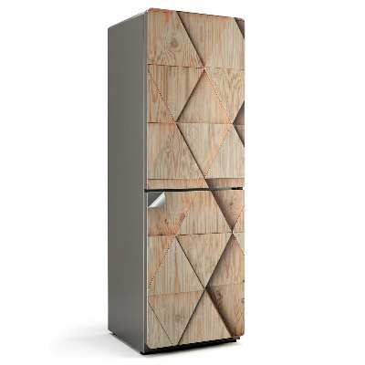 Autocolant pentru frigider Geometria modelelor din lemn