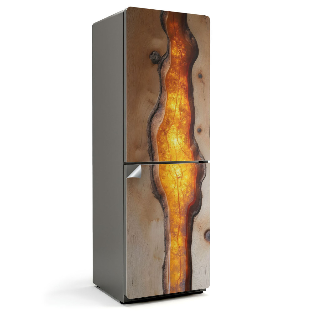 Autocolant pentru frigider Model natural din lemn cu rășină